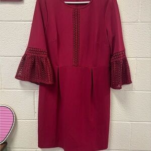 Ivanka Trump Burgundy Bell Sleeve Dress
